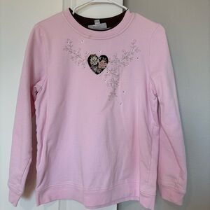 pink and brown embroidered Breckenridge grandma sweater